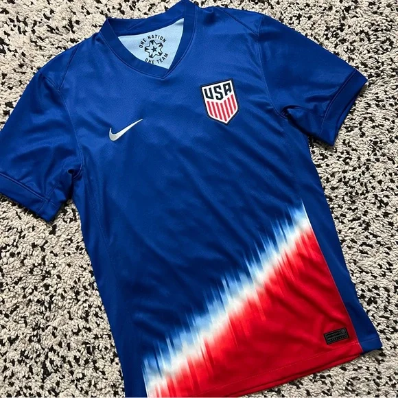 Nike Dri Fit Soccer Jersey USMNT USA 2024/25 Away Blue FJ4277-417 Men’s Small - Picture 3 of 16